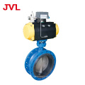 JL600 pneumatic stainless steel wafer butterfly valve rubber sealing flanged triple eccentric butterfly valve
